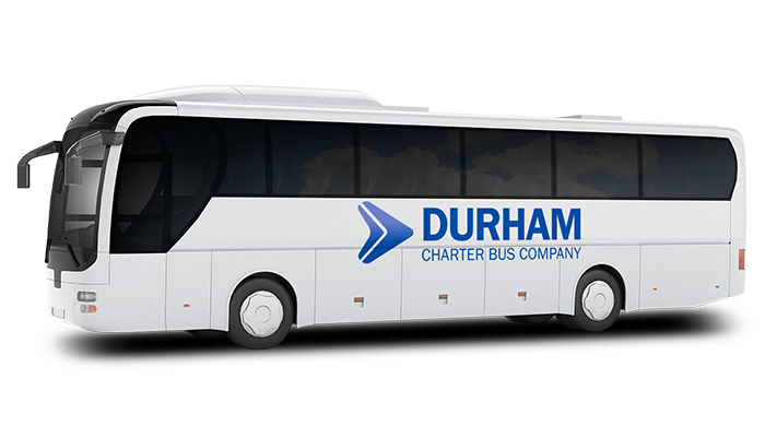 a plain white charter bus with a 