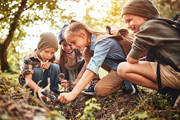 Students explore outdoors during a field trip